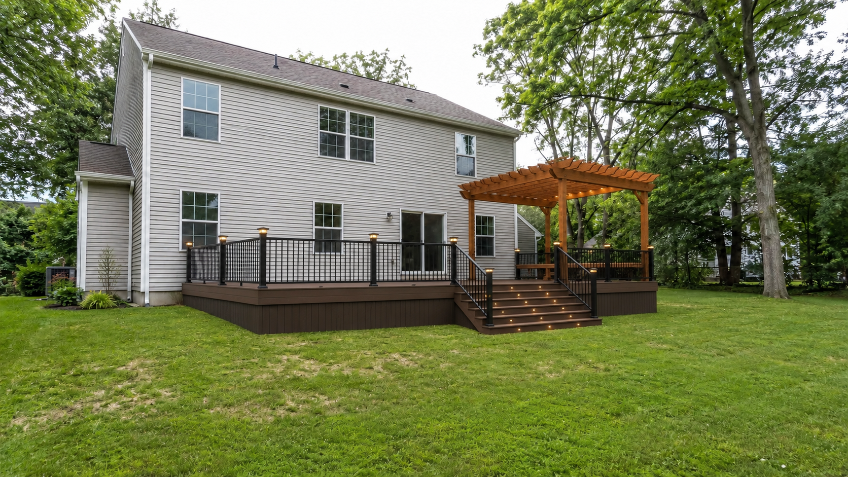 Proposed premium composite deck with pergola and integrated lighting